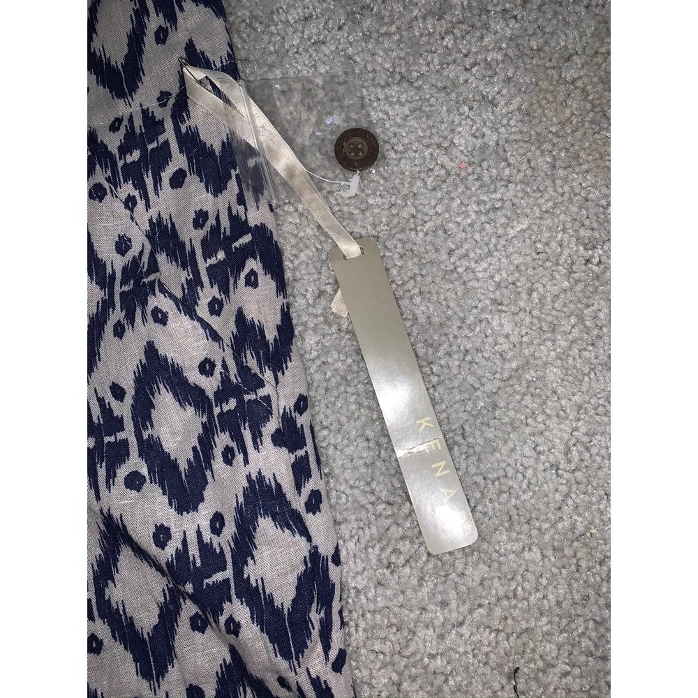 NWT Kenar Linen Blue & Cream Boho Shorts Size 8 - Picture 2 of 5